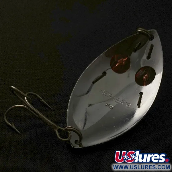 Vintage Herter's Glass Eye Spoon, 2/5oz nickel/red eyes fishing spoon #23555