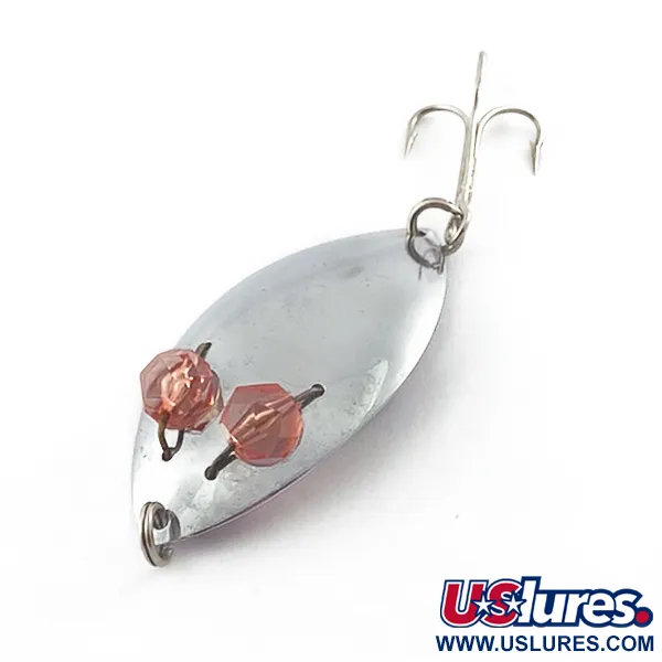 Vintage Herter's Glass Eye Spoon, 2/5oz nickel/red eyes fishing spoon #23555