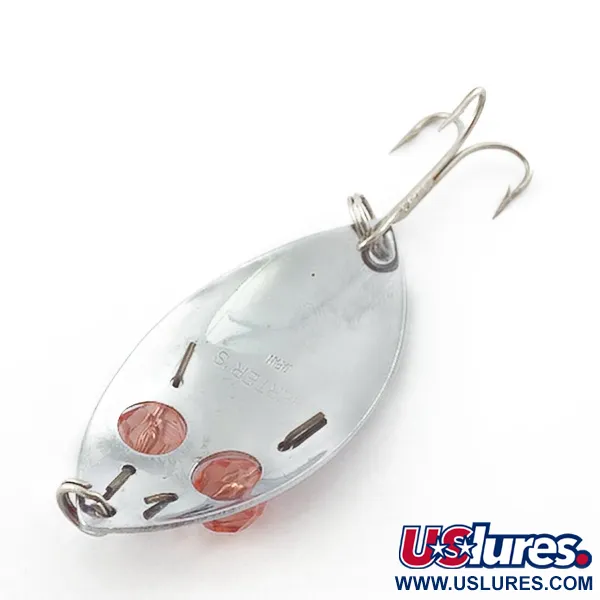 Vintage Herter's Glass Eye Spoon, 2/5oz nickel/red eyes fishing spoon #23555