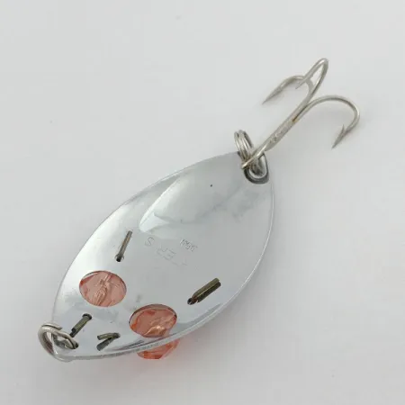 Vintage Herter's Glass Eye Spoon, 2/5oz nickel/red eyes fishing spoon #23555
