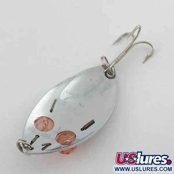 Vintage Herter's Glass Eye Spoon, 2/5oz nickel/red eyes fishing spoon #23555