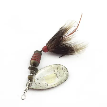 Vintage Mepps Aglia 3 dressed (squirrel tail)  (1960s), 1/4oz silver spinning lure #23570