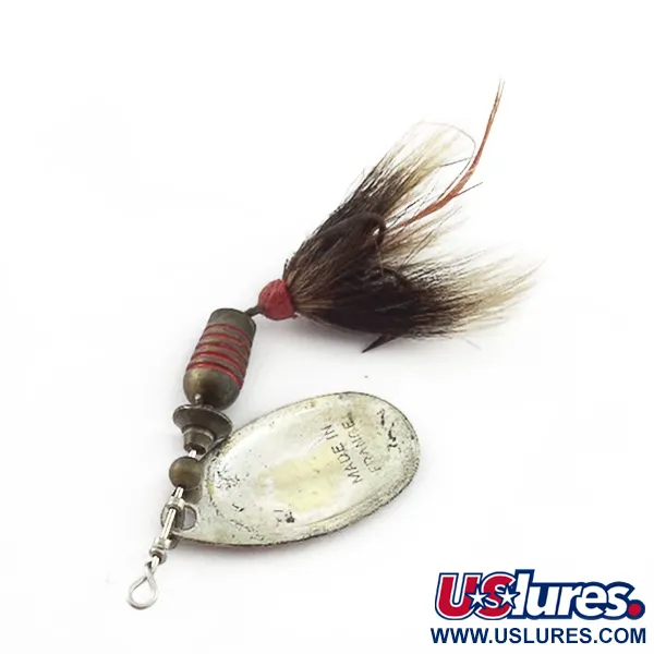 Vintage Mepps Aglia 3 dressed (squirrel tail)  (1960s), 1/4oz silver spinning lure #23570