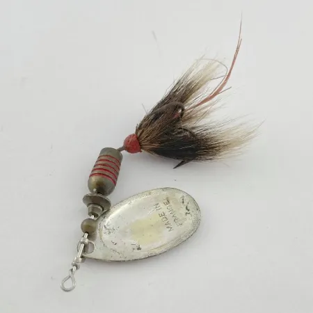 Vintage Mepps Aglia 3 dressed (squirrel tail)  (1960s), 1/4oz silver spinning lure #23570