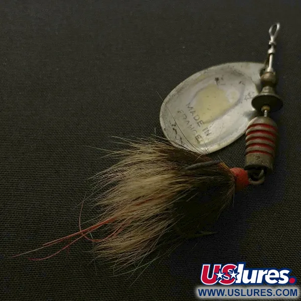 Vintage Mepps Aglia 3 dressed (squirrel tail)  (1960s), 1/4oz silver spinning lure #23570