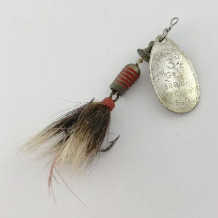 Vintage Mepps Aglia 3 dressed (squirrel tail)  (1960s), 1/4oz silver spinning lure #23570