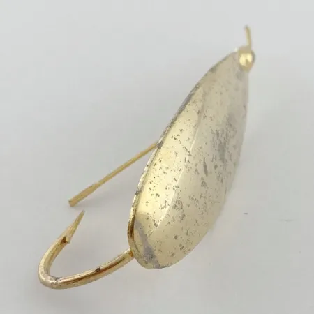 Vintage Johnson Silver Minnow Weedless, 2/5oz gold fishing spoon #23573
