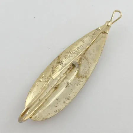 Vintage Johnson Silver Minnow Weedless, 2/5oz gold fishing spoon #23573