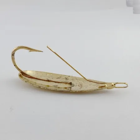 Vintage Johnson Silver Minnow Weedless, 2/5oz gold fishing spoon #23573