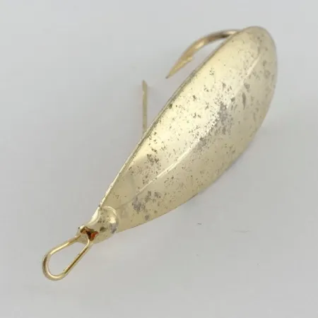 Vintage Johnson Silver Minnow Weedless, 2/5oz gold fishing spoon #23573