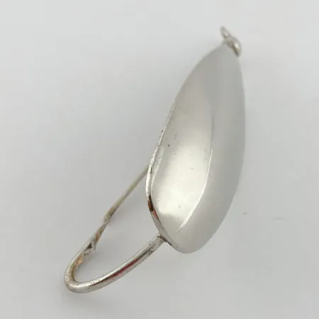 Vintage Johnson Silver Minnow Weedless, 3/5oz nickel fishing spoon #23574