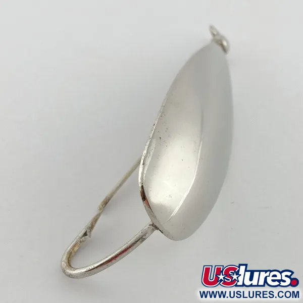 Vintage Johnson Silver Minnow Weedless, 3/5oz nickel fishing spoon #23574