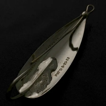 Vintage Johnson Silver Minnow Weedless, 3/5oz nickel fishing spoon #23574