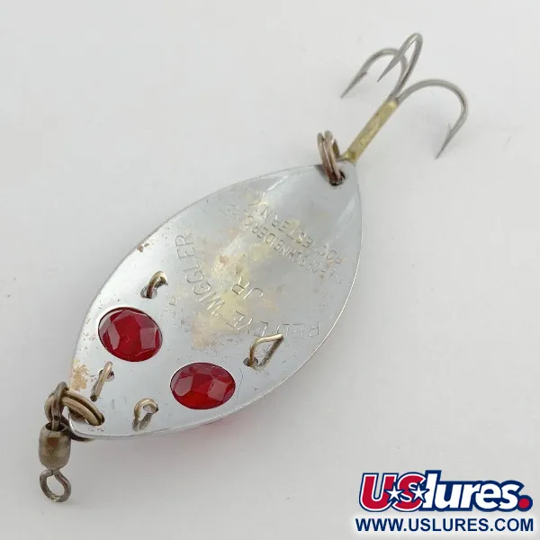 Vintage Hofschneider Red eye Junior, 1/2oz nickel/red eyes fishing spoon #23576