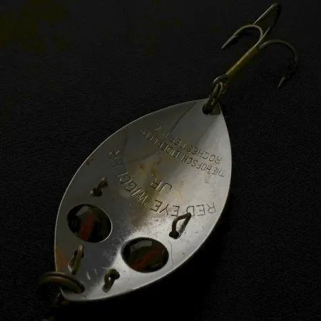 Vintage Hofschneider Red eye Junior, 1/2oz nickel/red eyes fishing spoon #23576