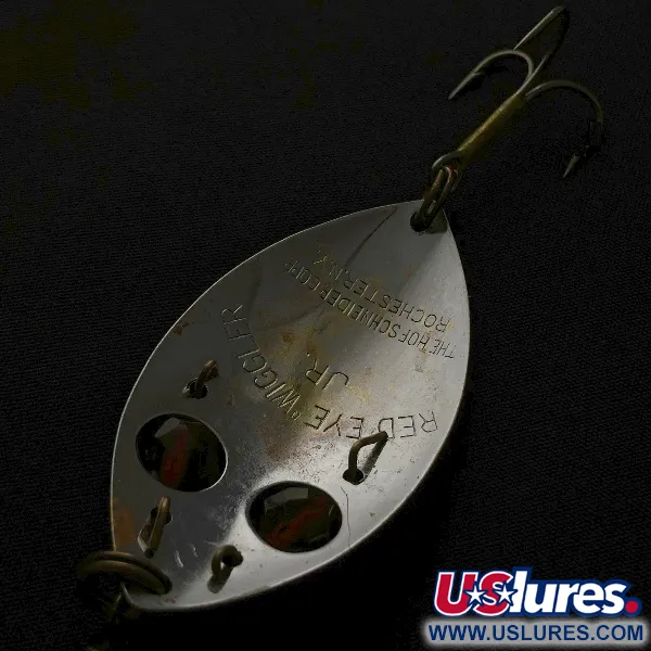 Vintage Hofschneider Red eye Junior, 1/2oz nickel/red eyes fishing spoon #23576
