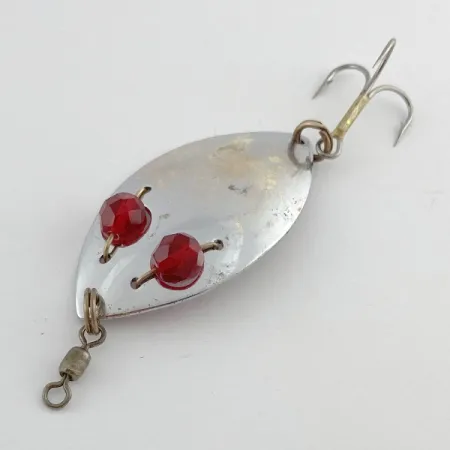 Vintage Hofschneider Red eye Junior, 1/2oz nickel/red eyes fishing spoon #23576