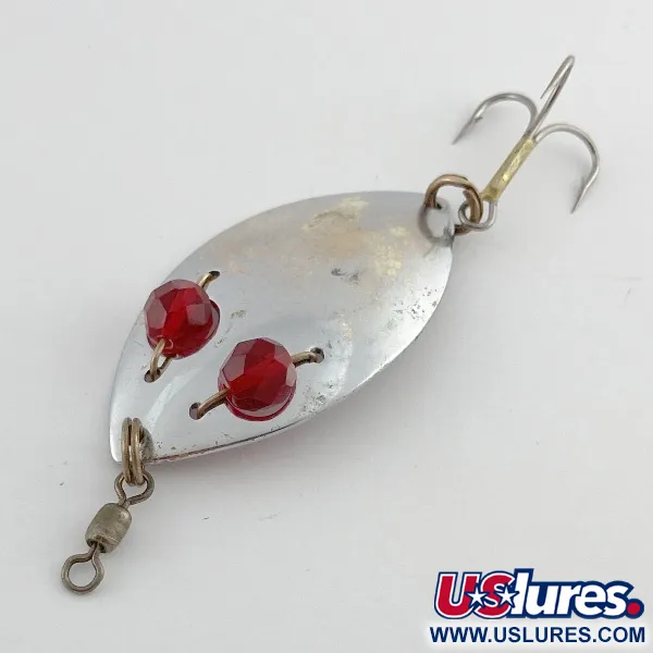 Vintage Hofschneider Red eye Junior, 1/2oz nickel/red eyes fishing spoon #23576