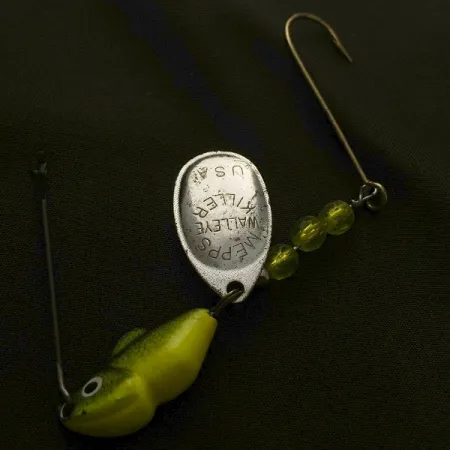 Vintage Mepps Walley Killer Spinnerbait, 3/4oz silver/chartreuse spinning lure #23577