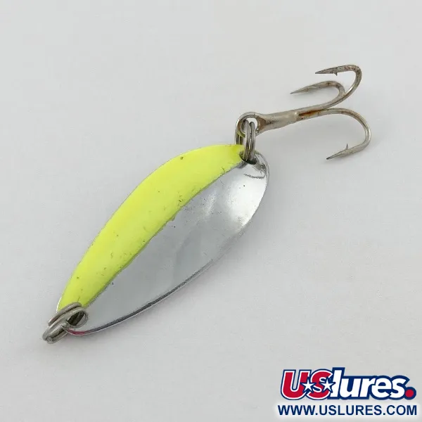 Vintage Glen Evans Glen L Evans Shag Spoon, 1/4oz nickel/green fishing spoon #23578
