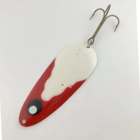 Vintage Lindy / Little Joe Lindy Gator , 1 2/3oz red/white/nickel fishing spoon #23583