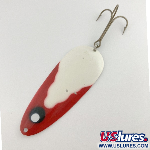 Vintage  Lindy / Little Joe Lindy Gator , 1 2/3oz red/white/nickel fishing spoon #23583