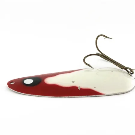 Vintage Lindy / Little Joe Lindy Gator , 1 2/3oz red/white/nickel fishing spoon #23583