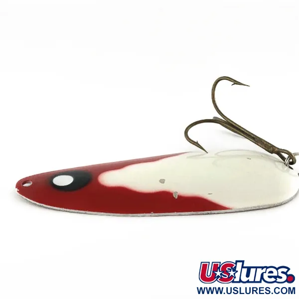 Vintage  Lindy / Little Joe Lindy Gator , 1 2/3oz red/white/nickel fishing spoon #23583