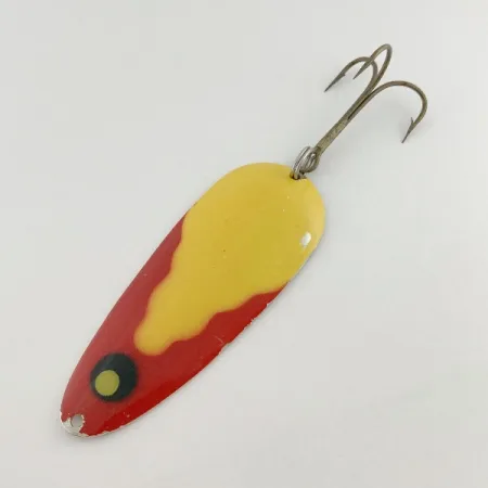 Vintage Lindy / Little Joe Lindy Gator , 1 2/3oz nickel/yellow/red fishing spoon #23584