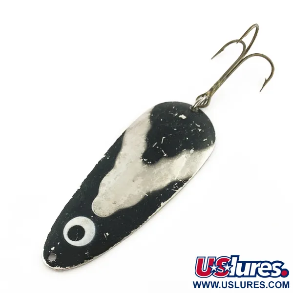 Vintage Lindy / Little Joe Lindy Gator , 1 2/3oz nickel/black fishing spoon #23585