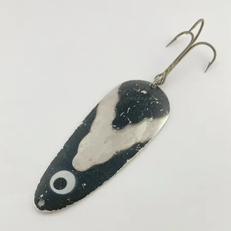 Vintage Lindy / Little Joe Lindy Gator , 1 2/3oz nickel/black fishing spoon #23585