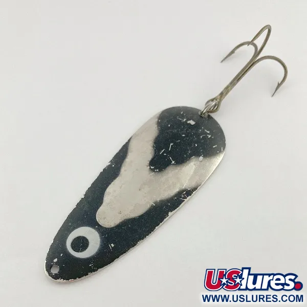 Vintage Lindy / Little Joe Lindy Gator , 1 2/3oz nickel/black fishing spoon #23585