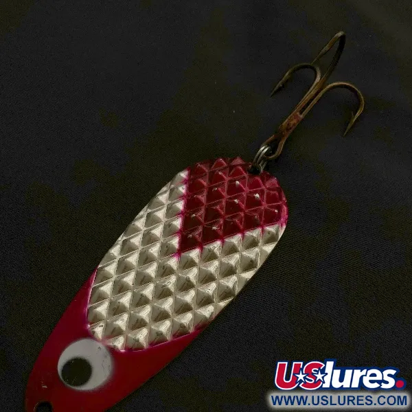 Vintage Lindy / Little Joe Lindy Gator , 2oz red/white/nickel fishing spoon #23586