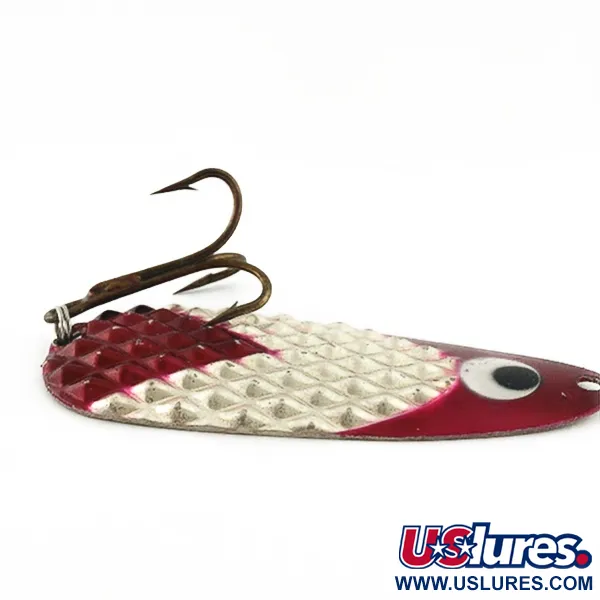 Vintage Lindy / Little Joe Lindy Gator , 2oz red/white/nickel fishing spoon #23586