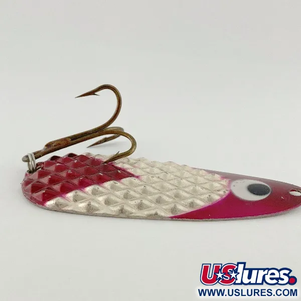 Vintage Lindy / Little Joe Lindy Gator , 2oz red/white/nickel fishing spoon #23586
