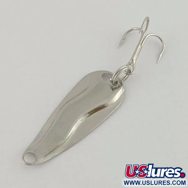 Vintage Luhr Jensen Hot Shot W, 3/64oz nickel fishing spoon #23591