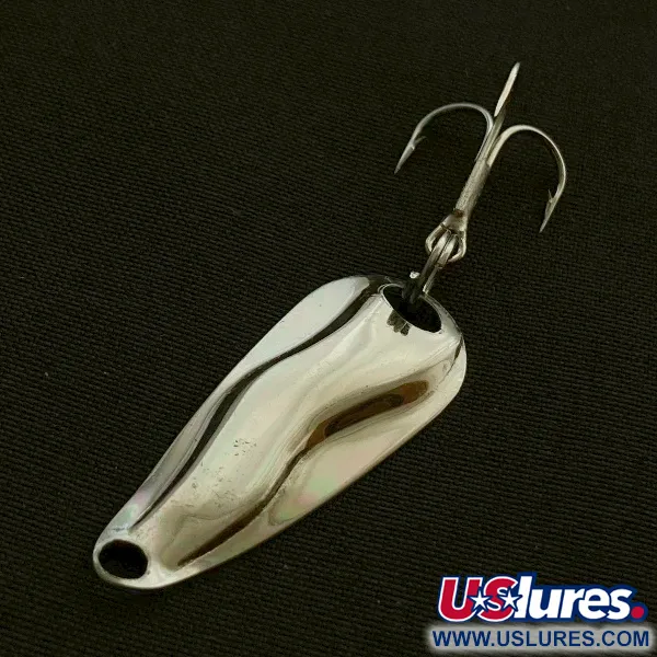 Vintage Luhr Jensen Hot Shot W, 3/64oz nickel fishing spoon #23591