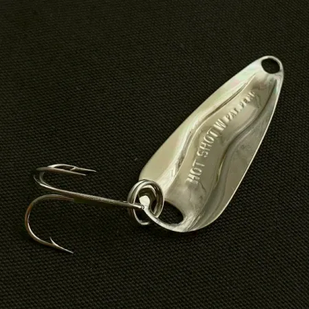 Vintage Luhr Jensen Hot Shot W, 3/64oz nickel fishing spoon #23591