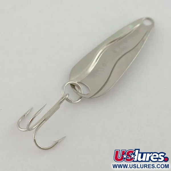 Vintage Luhr Jensen Hot Shot W, 3/64oz nickel fishing spoon #23591