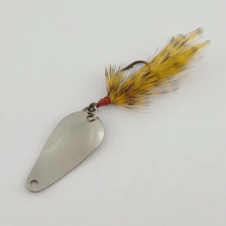 Vintage Weller Gypsy King Deluxe, 1/16oz nickel/white/black fishing spoon #23598