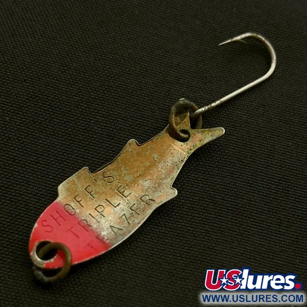 Vintage Shoff's Triple Teazer, 1/32oz copper/red fishing spoon #23602