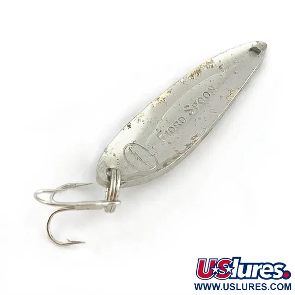 Vintage Acme Fiord Spoon Lightning (1950s), 1/4oz nickel/blue fishing spoon #23604