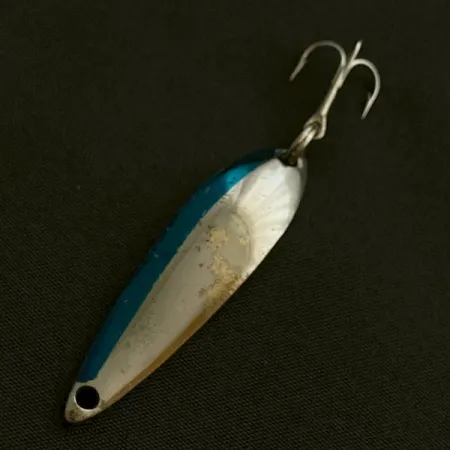 Vintage Acme Fiord Spoon Lightning (1950s), 1/4oz nickel/blue fishing spoon #23604