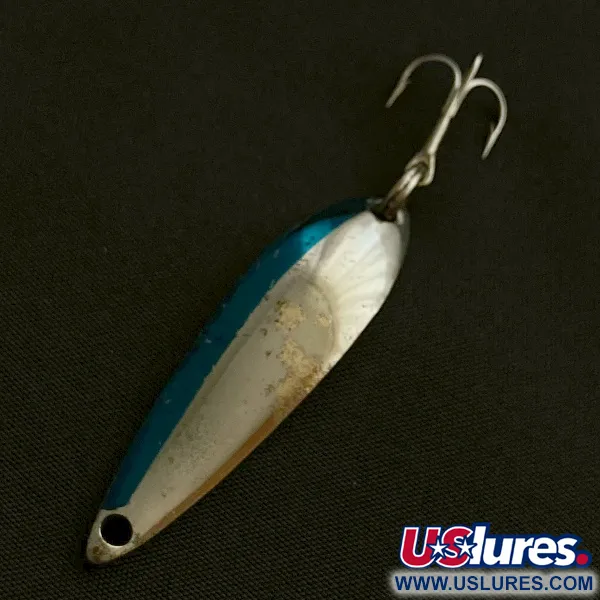Vintage Acme Fiord Spoon Lightning (1950s), 1/4oz nickel/blue fishing spoon #23604