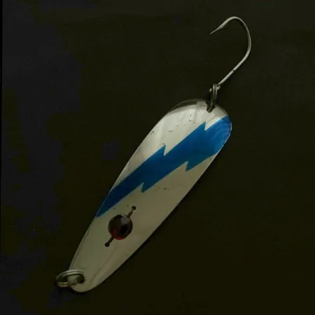 Vintage Red Eye Lures Red Eye Evil Eye, 1/3oz nickel/blue/red eye fishing spoon #23628