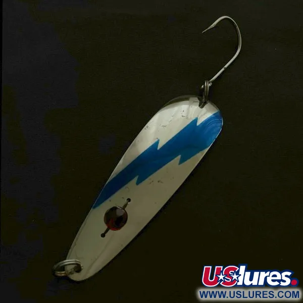 Vintage Red Eye Lures Red Eye Evil Eye, 1/3oz nickel/blue/red eye fishing spoon #23628