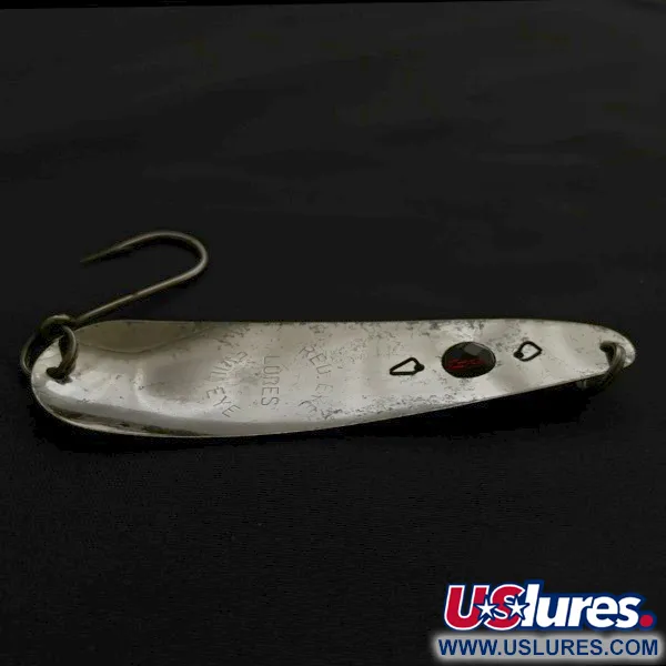 Vintage Red Eye Lures Red Eye Evil Eye, 1/3oz nickel/blue/red eye fishing spoon #23628
