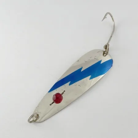 Vintage Red Eye Lures Red Eye Evil Eye, 1/3oz nickel/blue/red eye fishing spoon #23628