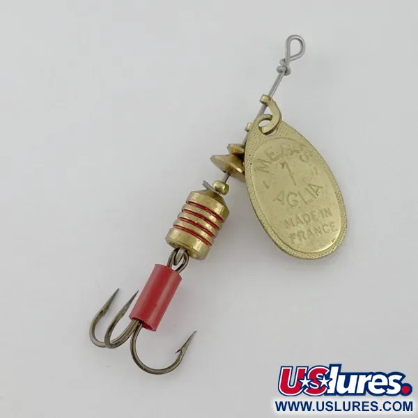Vintage   Mepps Aglia 1, 1/8oz gold spinning lure #23635