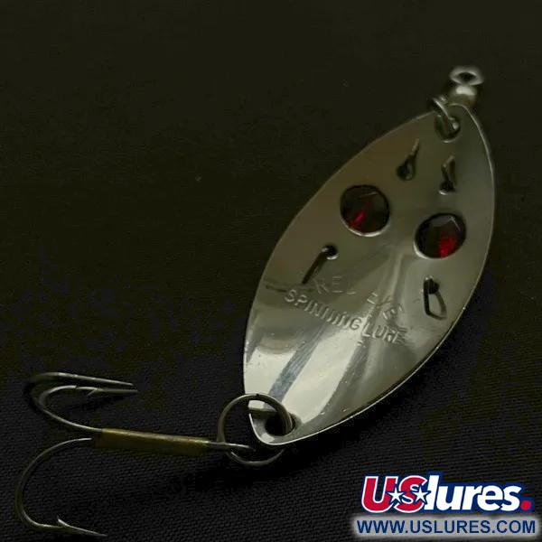 Vintage  Red Eye Lures Red eye Junior, 1/3oz nickel/red eyes fishing spoon #23639